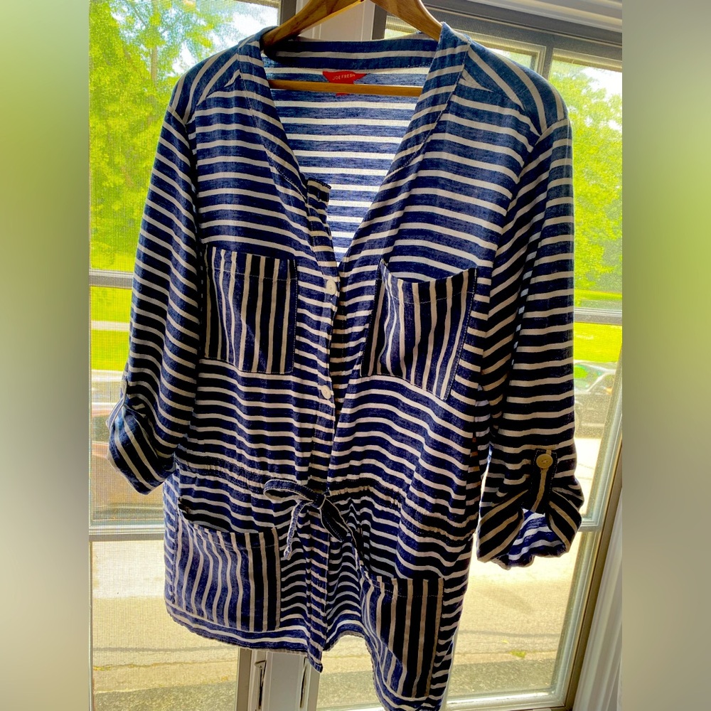 XL Blue & White Joe Fresh’s striped light weight jacket